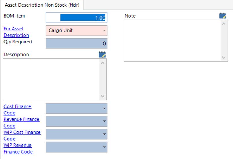 Asset Description Non Stock