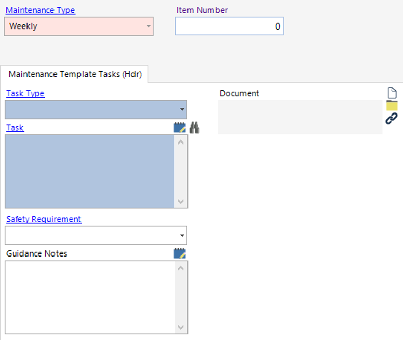 Maintenance Template Tasks