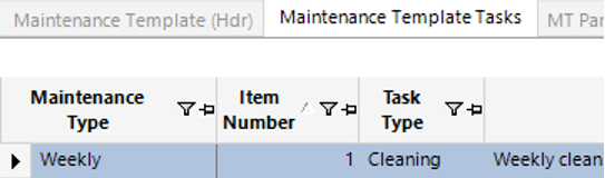 Maintenance Template Tasks