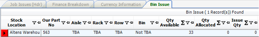 Bin Issue/Stock Issue