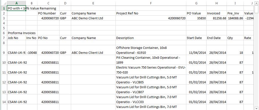 Excel Report