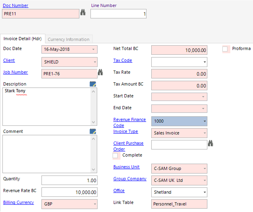 Invoice Detail