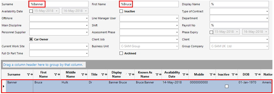 Personnel Details Search