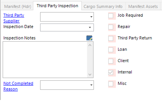 Third Party Inspection Tab