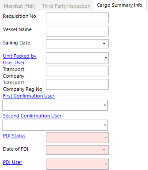 Cargo Summary Info Tab