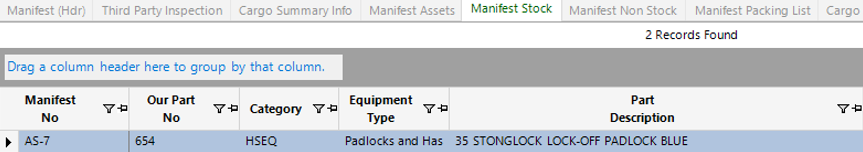 /Manifest Stock