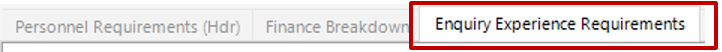 Enquiry Experience Requirements