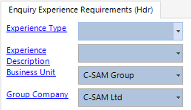 Enquiry Experience Requirements