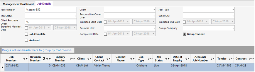 Job Details Search