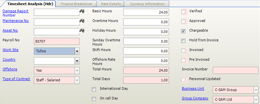 Timesheet Analysis