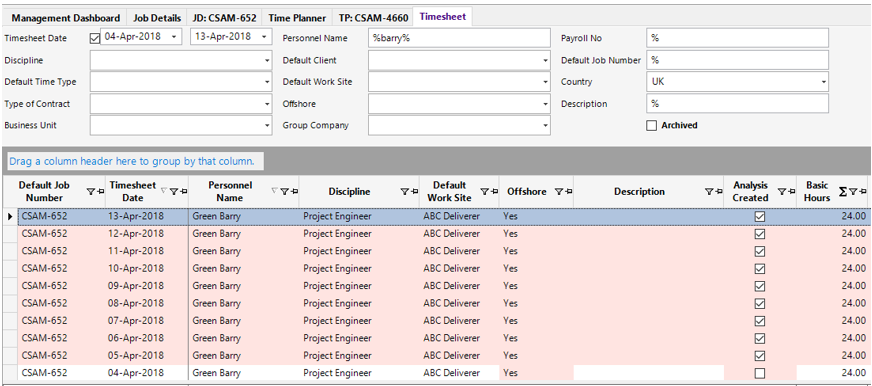 Timesheet Search