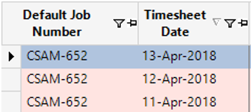 Timesheet Date Column