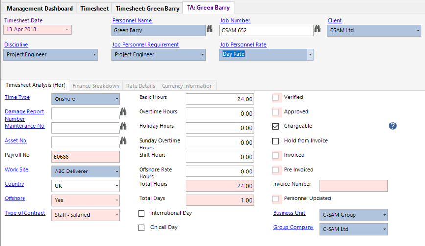 Timesheet Analysis