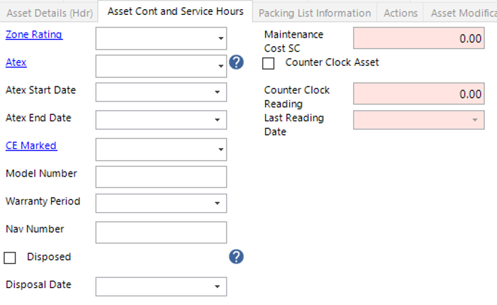 Asset Cont and Service Hours