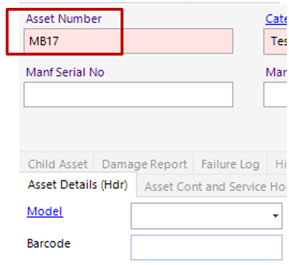 New Asset Number