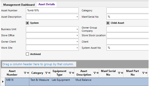 Asset Details Search