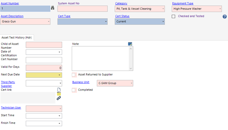 New Asset Test History