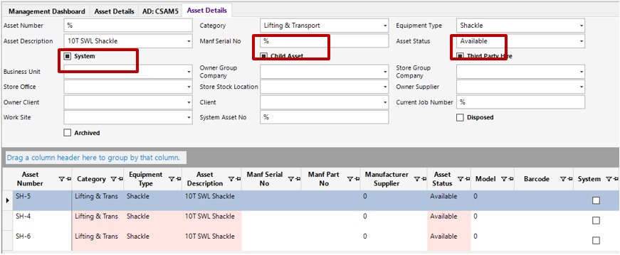 Asset Details Search