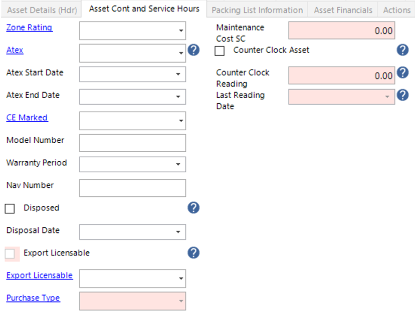 Asset Cont and Service Hours