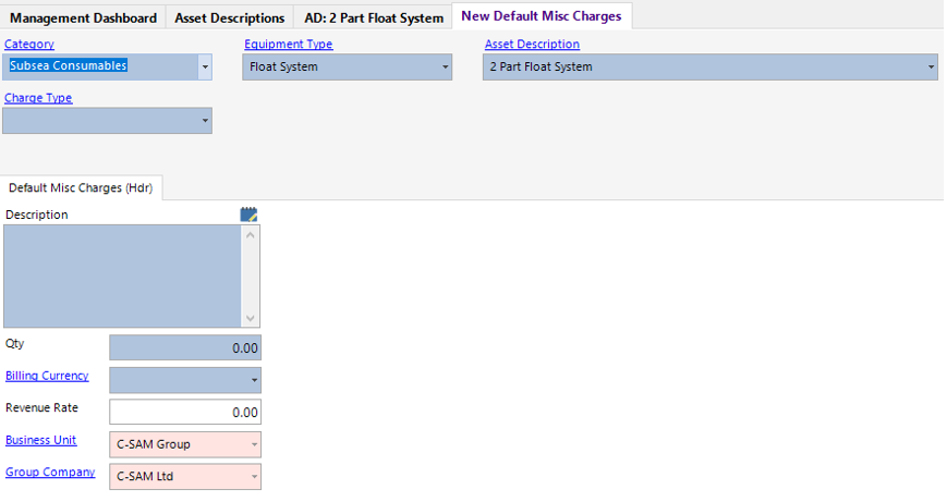 Default Misc Charges