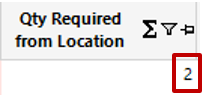 Qty Required from Location Column