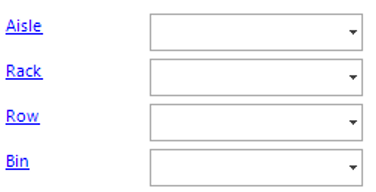 Aisle, Rack, Row and Bin Locations