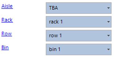 Aisle, Rack, Row and Bin Locations