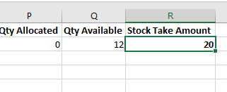 Stock Take Amount