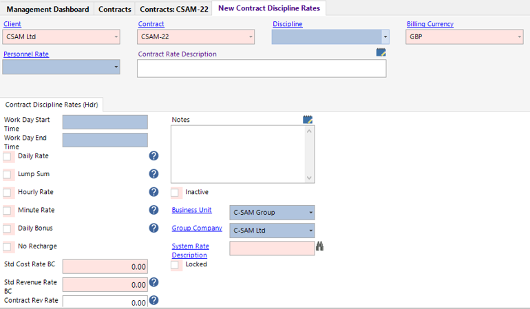 New Contract Discipline Rates